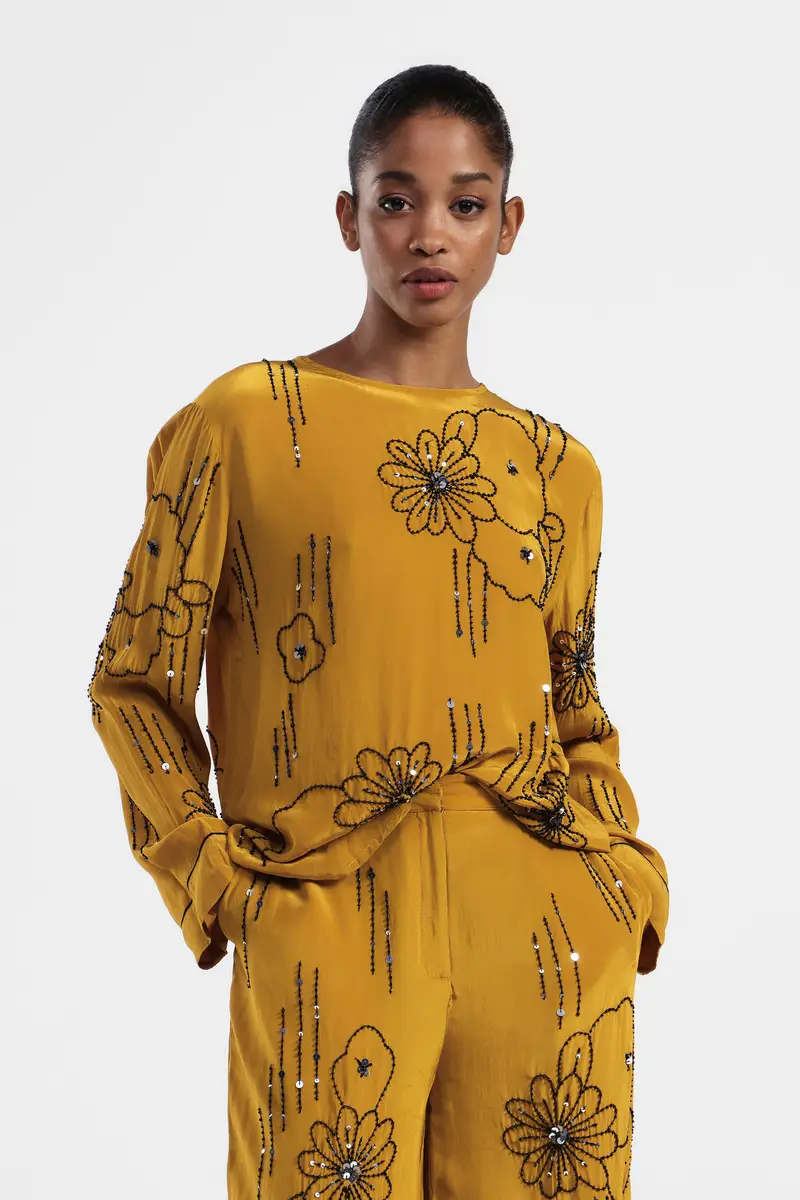 Camicia floreale con maniche lunghe miniatura 2