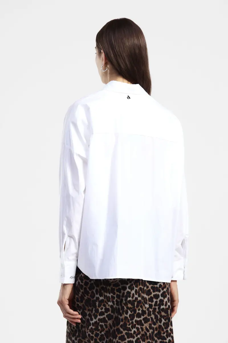 Camicia over con taschino frontale e polsini ricamati miniatura 3