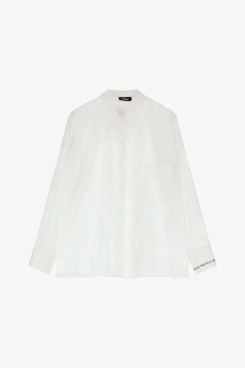 Camicia over con taschino frontale e polsini ricamati