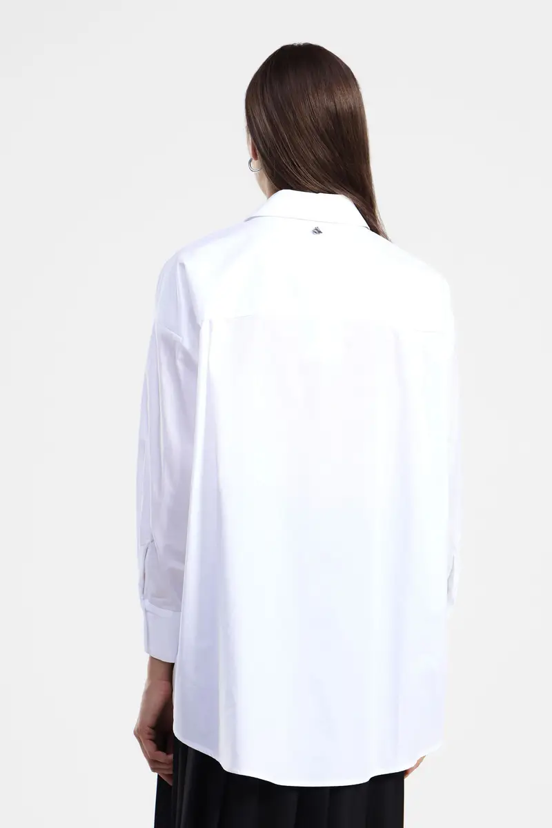 Camicia over stampa grafica e colletto classico miniatura 3