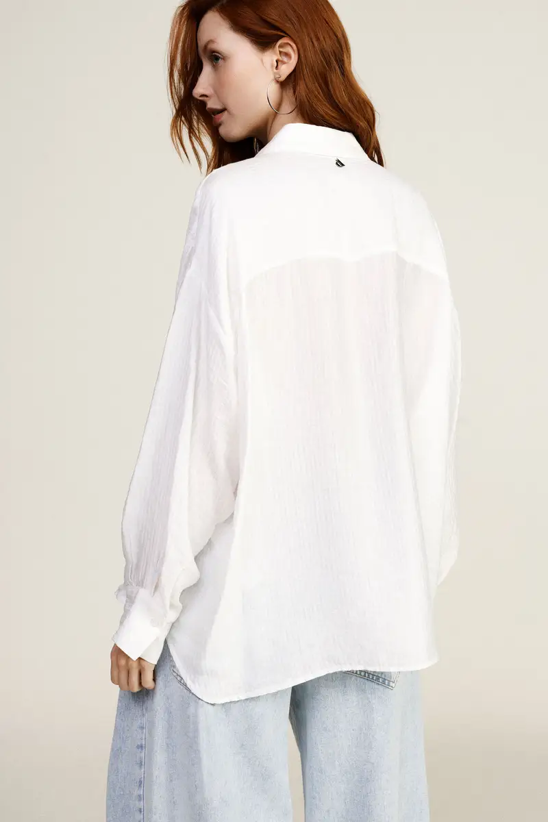 Camicia over tasche applicate e collo classico miniatura 3