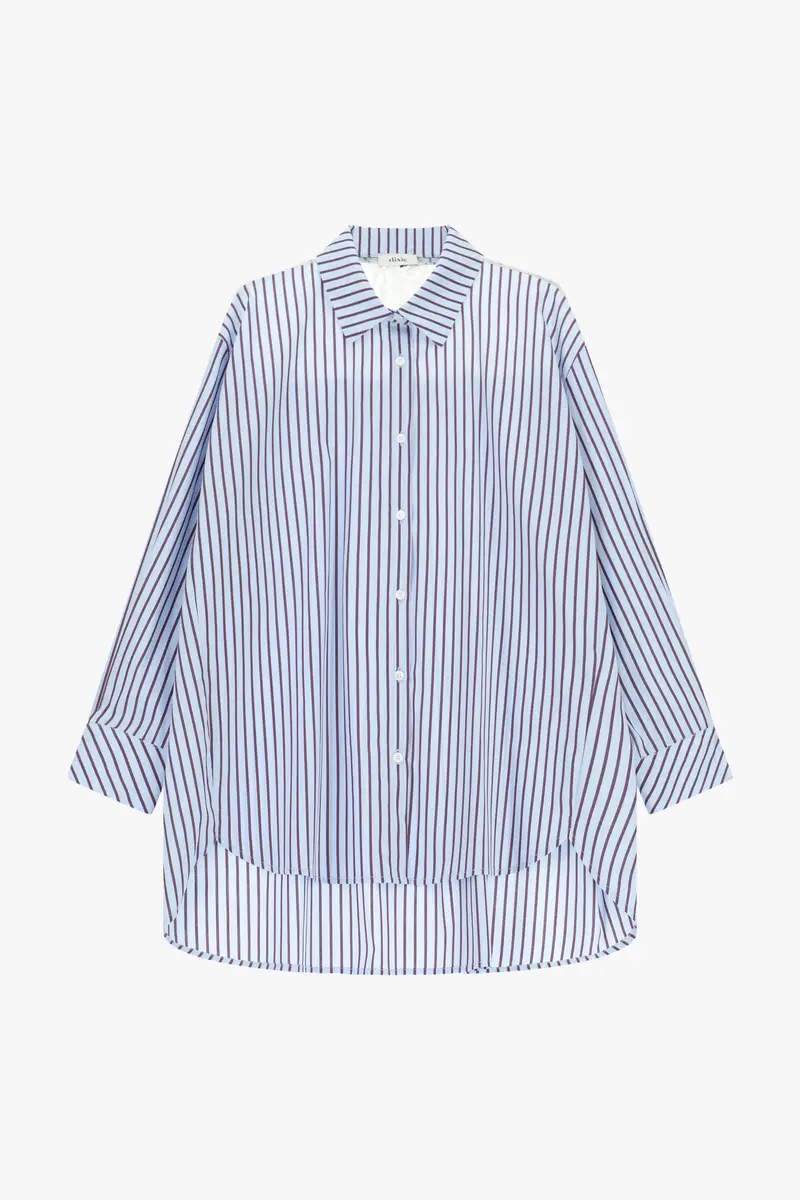 Camicia oversize a righe con collo classico