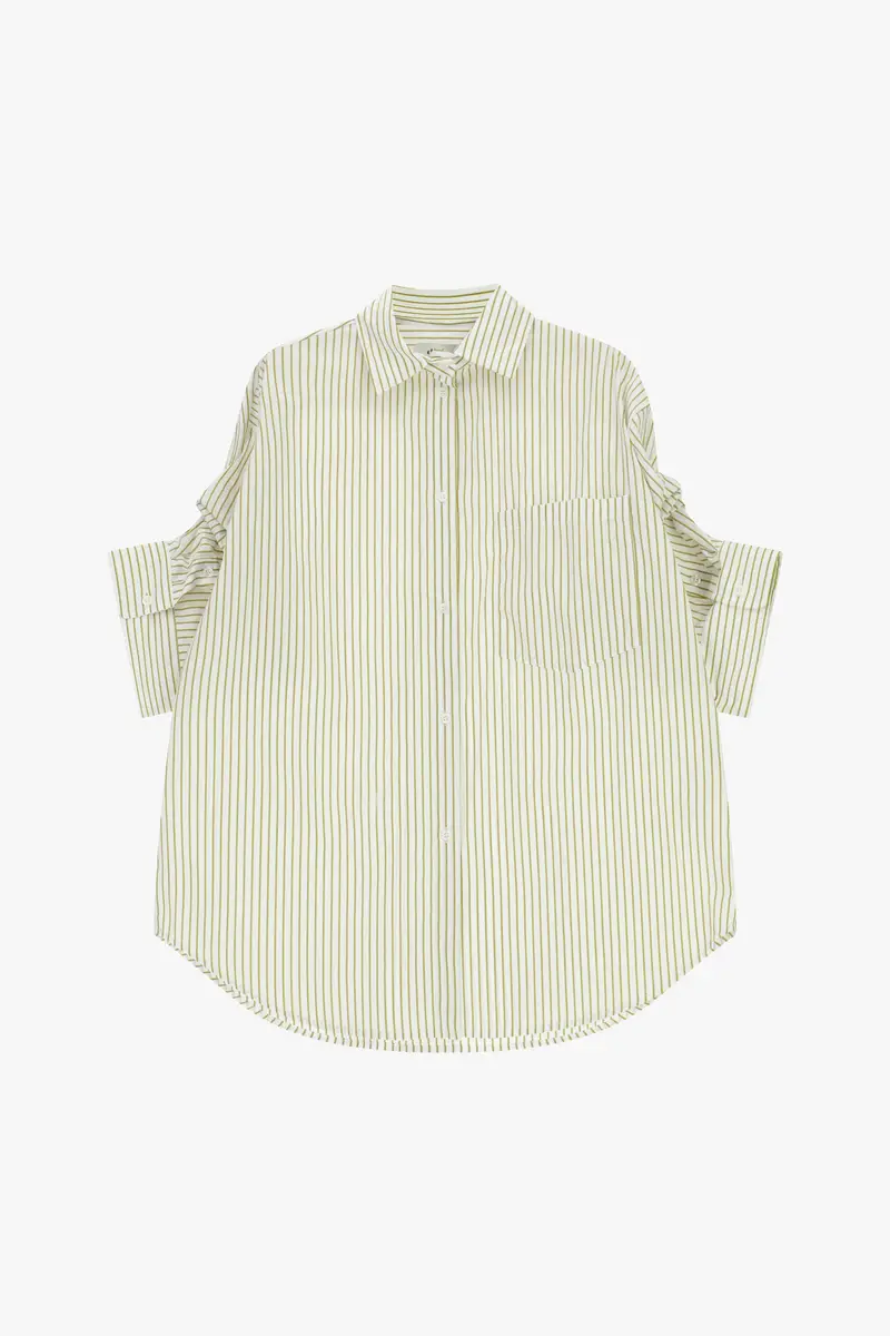 Camicia oversize a righe con taschino sul petto