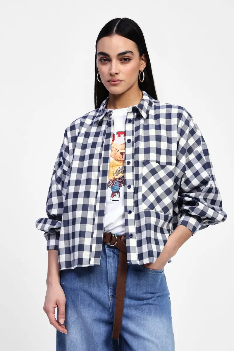 Camicia quadri maniche lunghe con tasca miniatura 2
