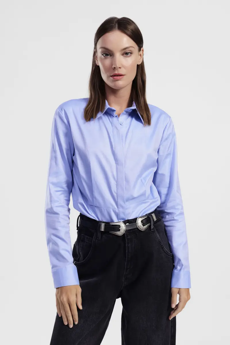 Camicia regular fit con collo classico e bottoni nascosti miniatura 2