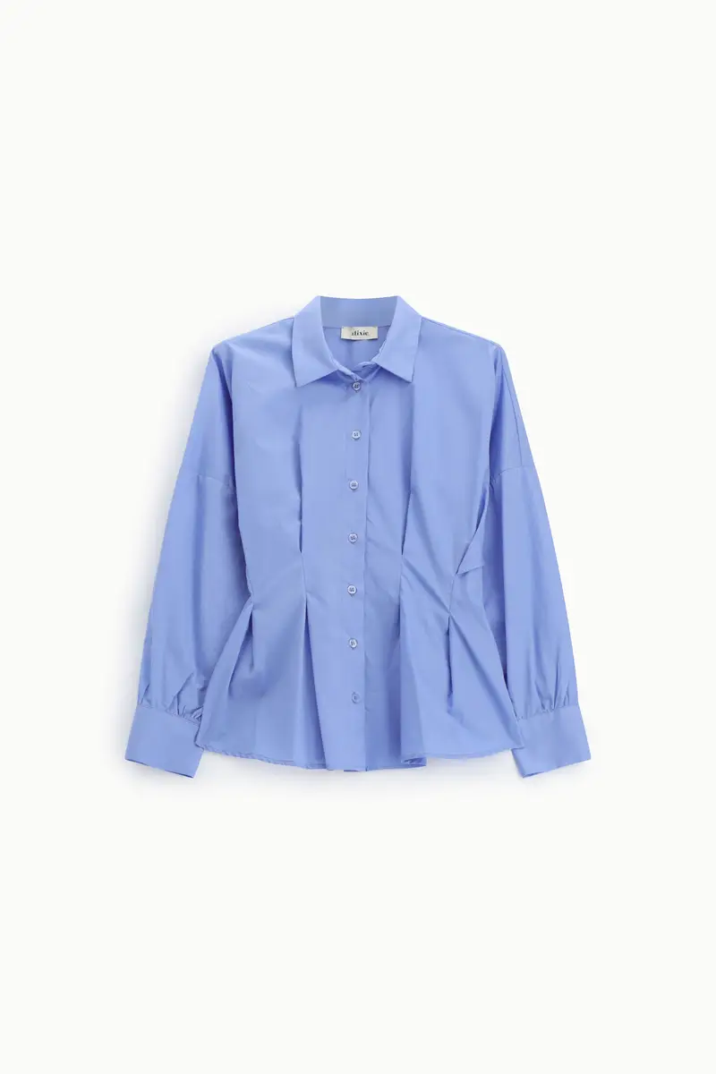 Camicia regular-fit con pieghe frontali e polsini