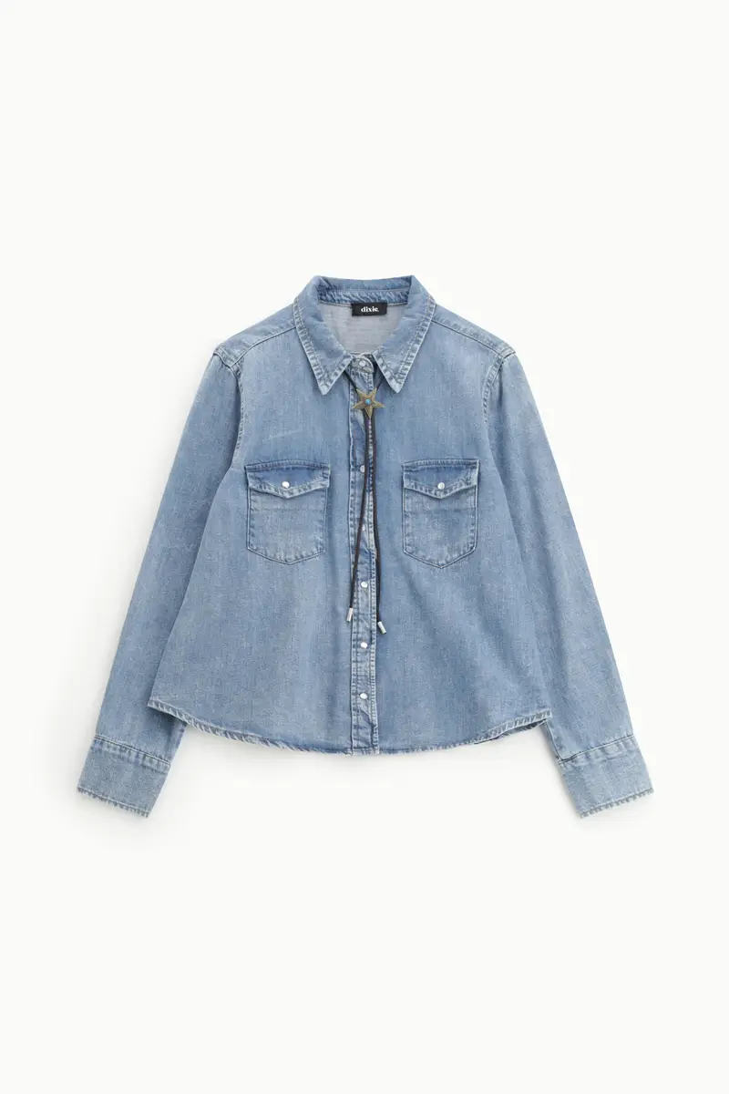 Camicia regular fit con tasche frontali e dettaglio gioiello