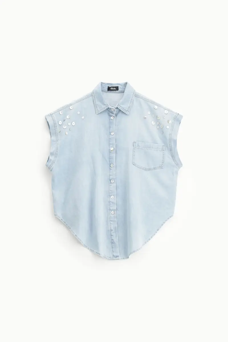 Camicia senza maniche con bottoni e taschino