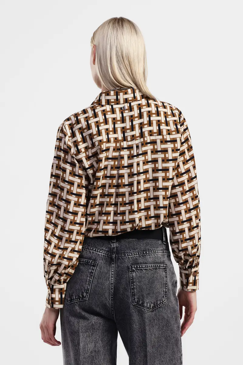 Camicia stampa geometrica maniche lunghe miniatura 3