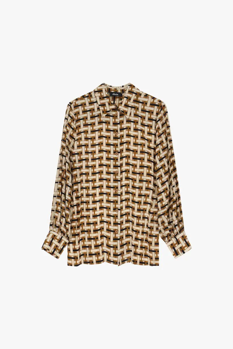 Camicia stampa geometrica maniche lunghe