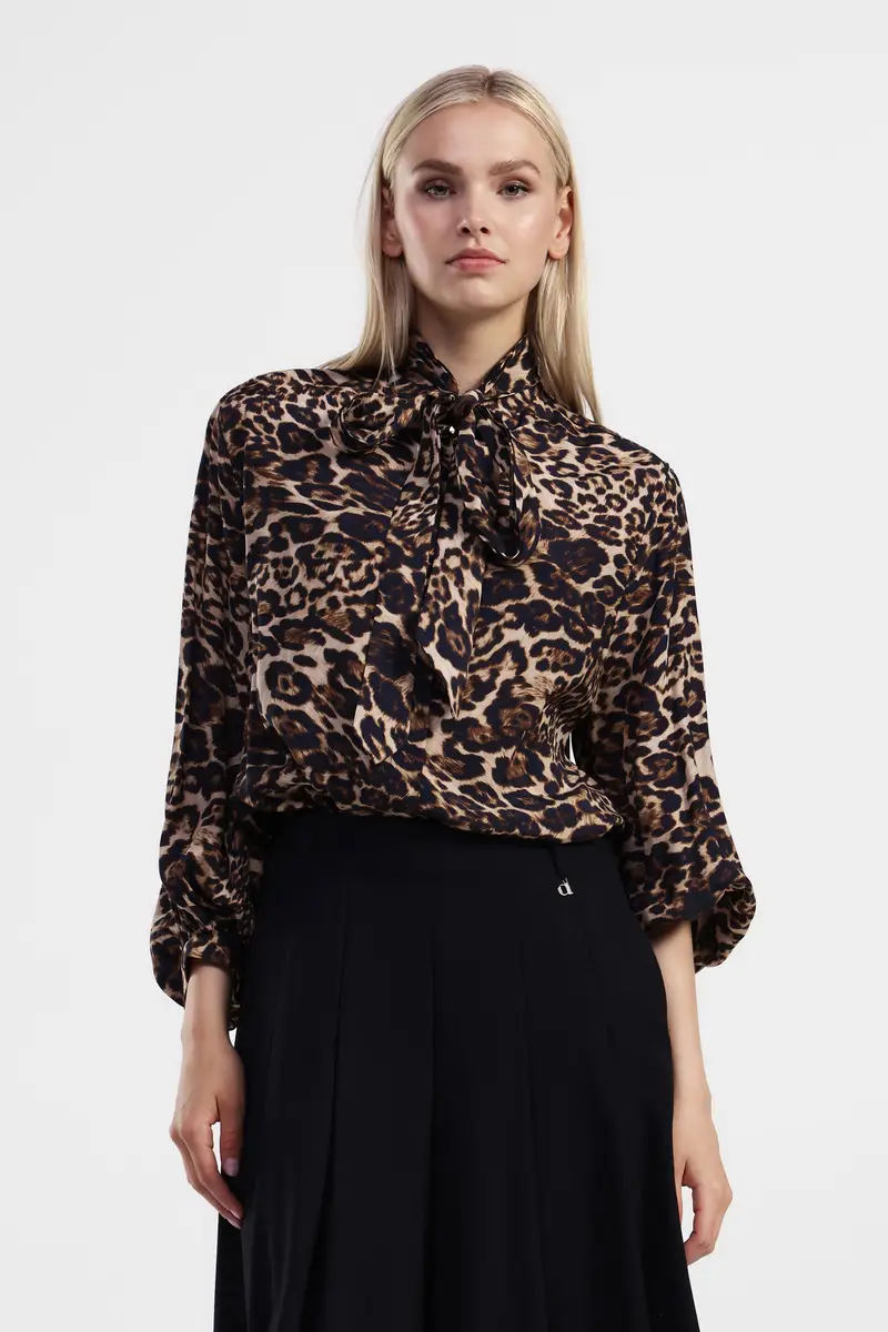 Camicia stampa leopard con maniche lunghe miniatura 2