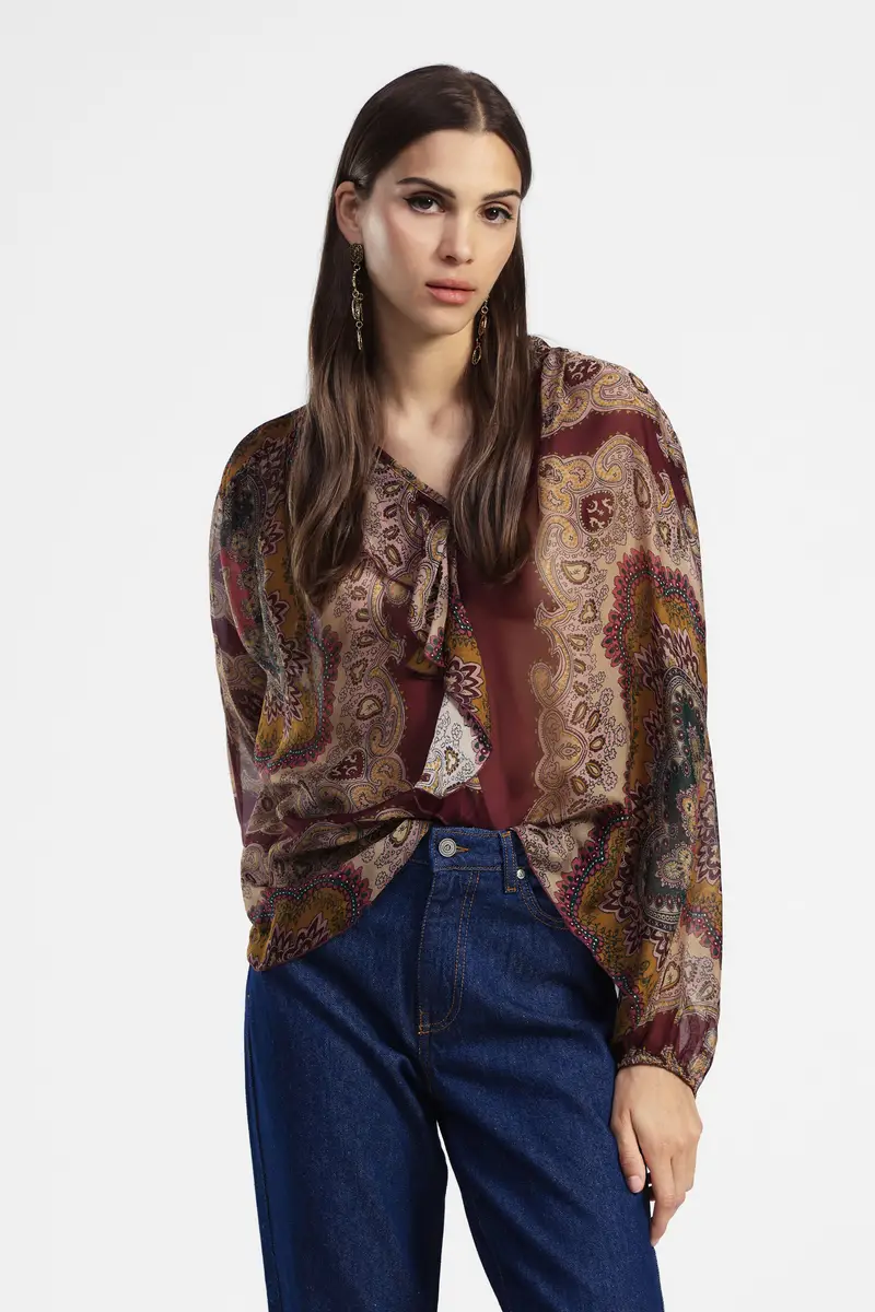 Camicia stampa paisley con maniche lunghe leggere miniatura 2