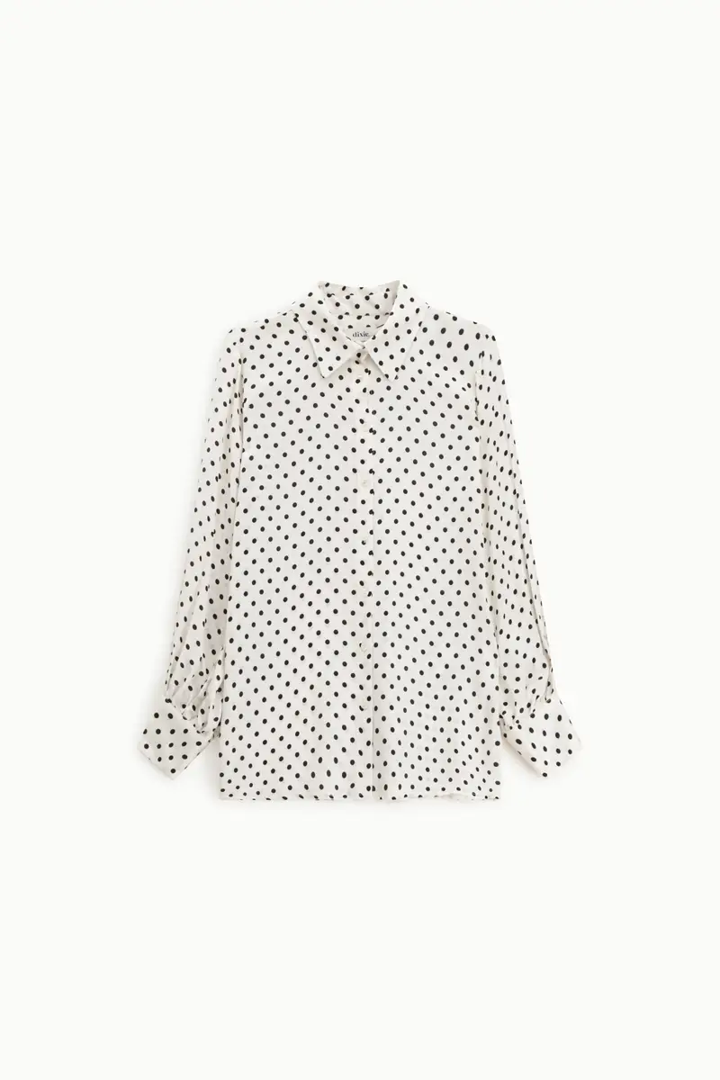 Camicia stampa pois collo classico maniche 3/4