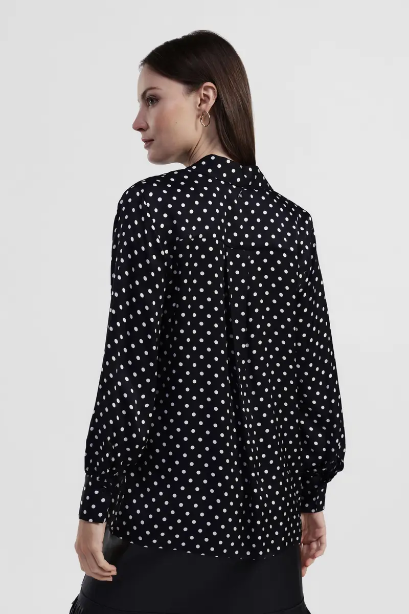 Camicia stampa pois collo classico maniche 3/4 miniatura 3