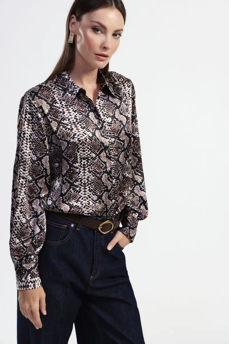Camicia stampa serpente maniche lunghe miniatura 2