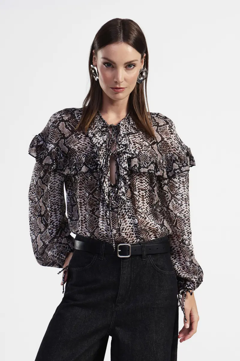 Camicia stampata con maniche lunghe miniatura 2