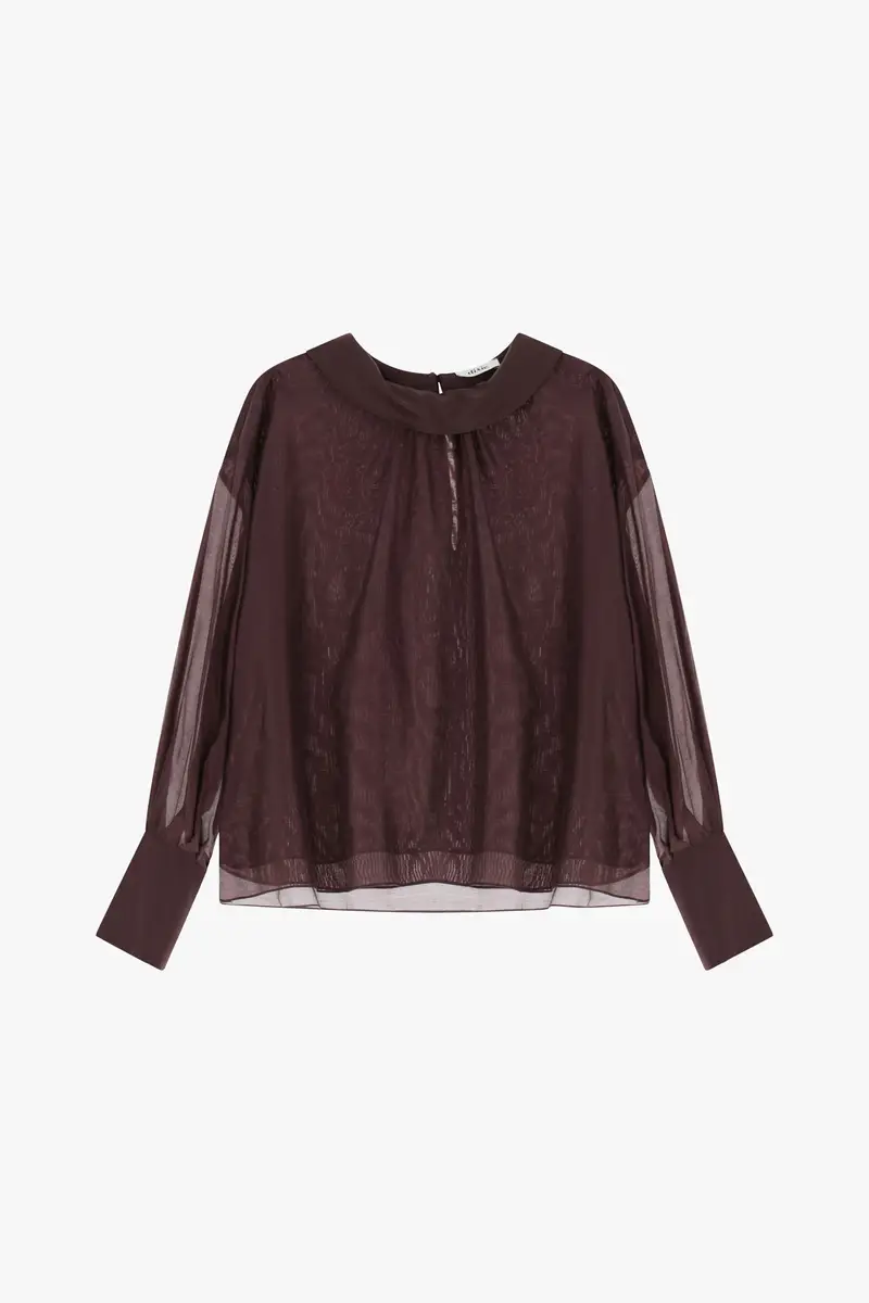 Camicia trasparente con maniche lunghe e polsini alti