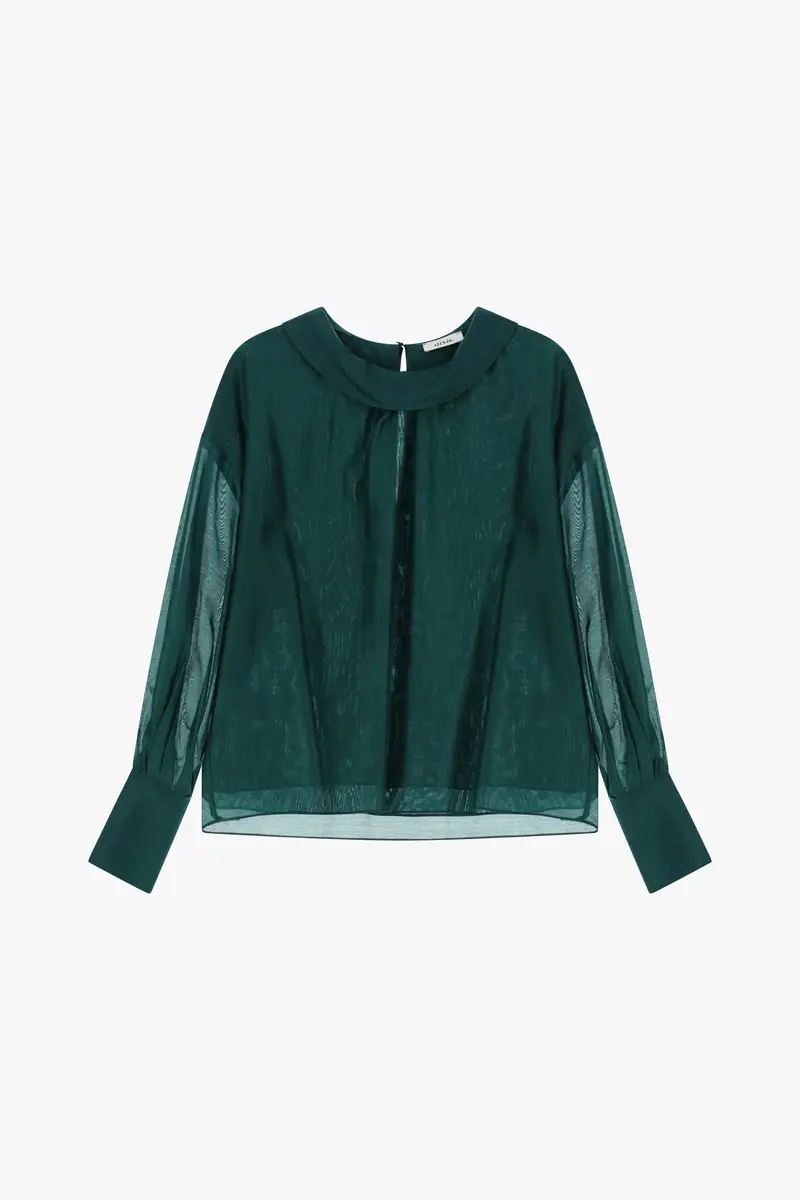 Camicia trasparente con maniche lunghe e polsini alti