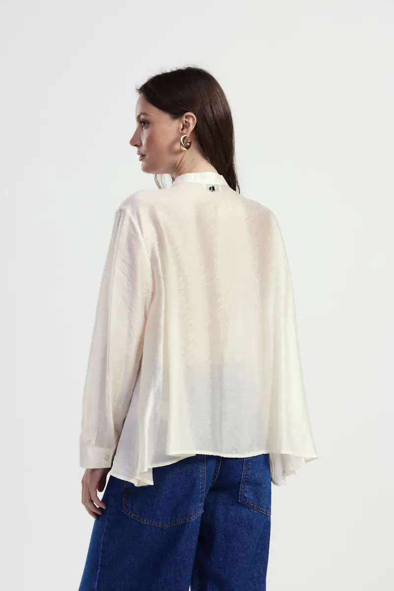 Camicia trasparente fit ampio con colletto coreano miniatura 3