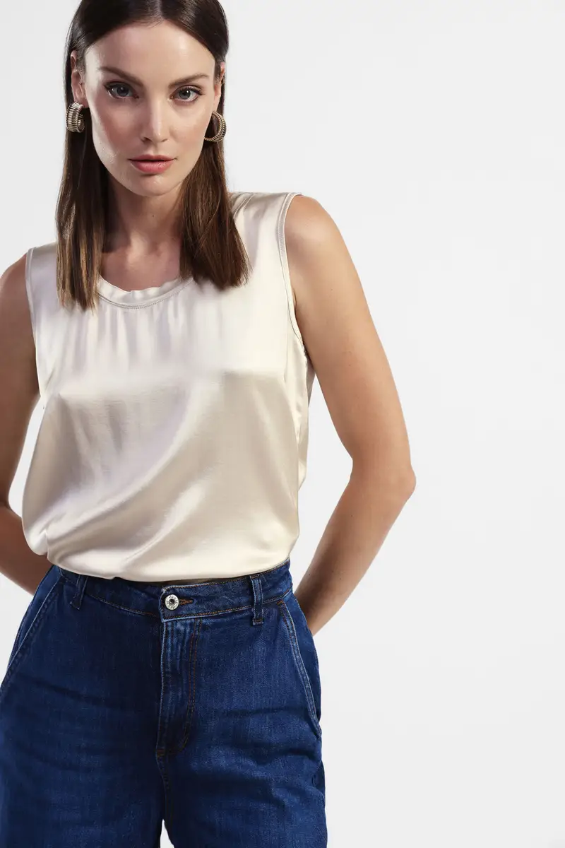 Canotta casual con scollo tondo miniatura 2