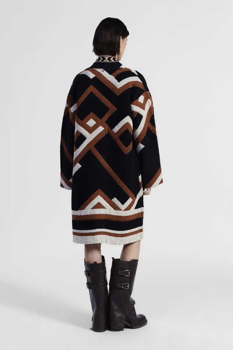 Cappa fantasia geometrica con taglio ampio miniatura 4