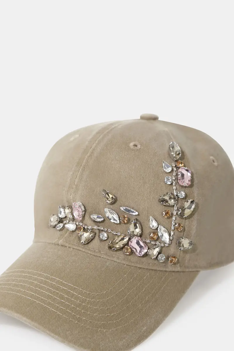 Cappellino con visiera e applicazioni gioiello laterali miniatura 2