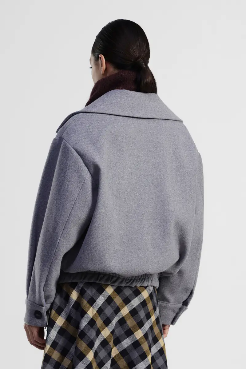 Cappotto corto doppiopetto con cintura elastica miniatura 3