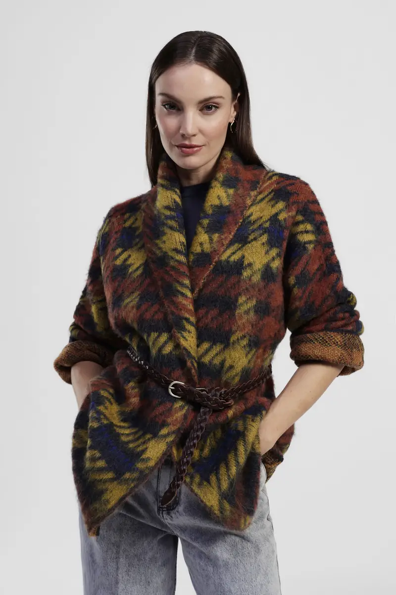 Cappotto corto fantasia check miniatura 2