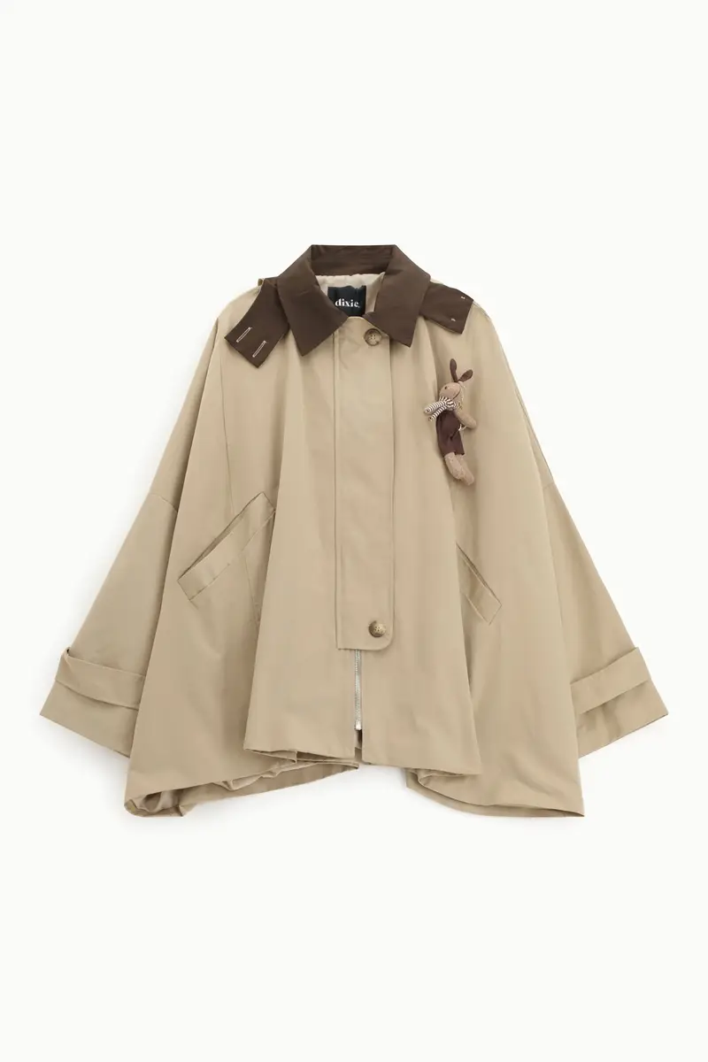 Cappotto corto oversize chiusura zip collo contrasto