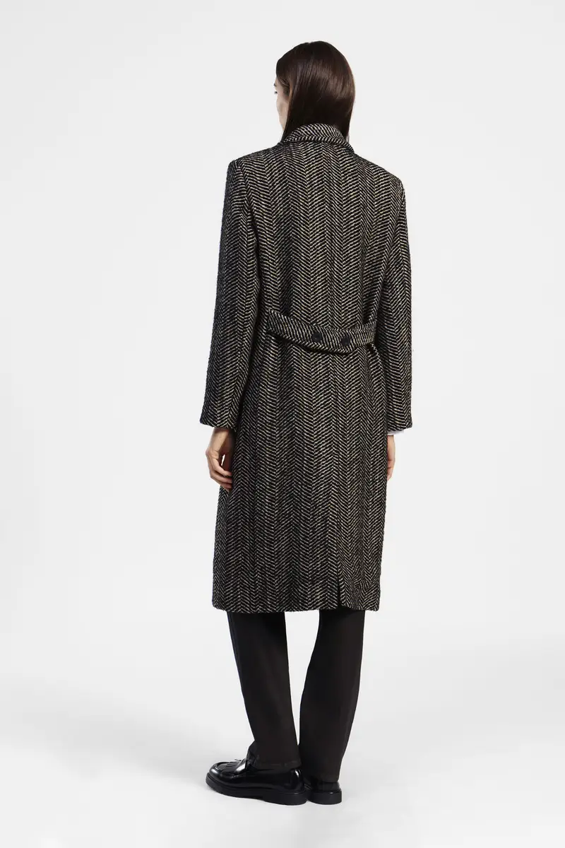 Cappotto doppiopetto con motivo chevron e tasche miniatura 3