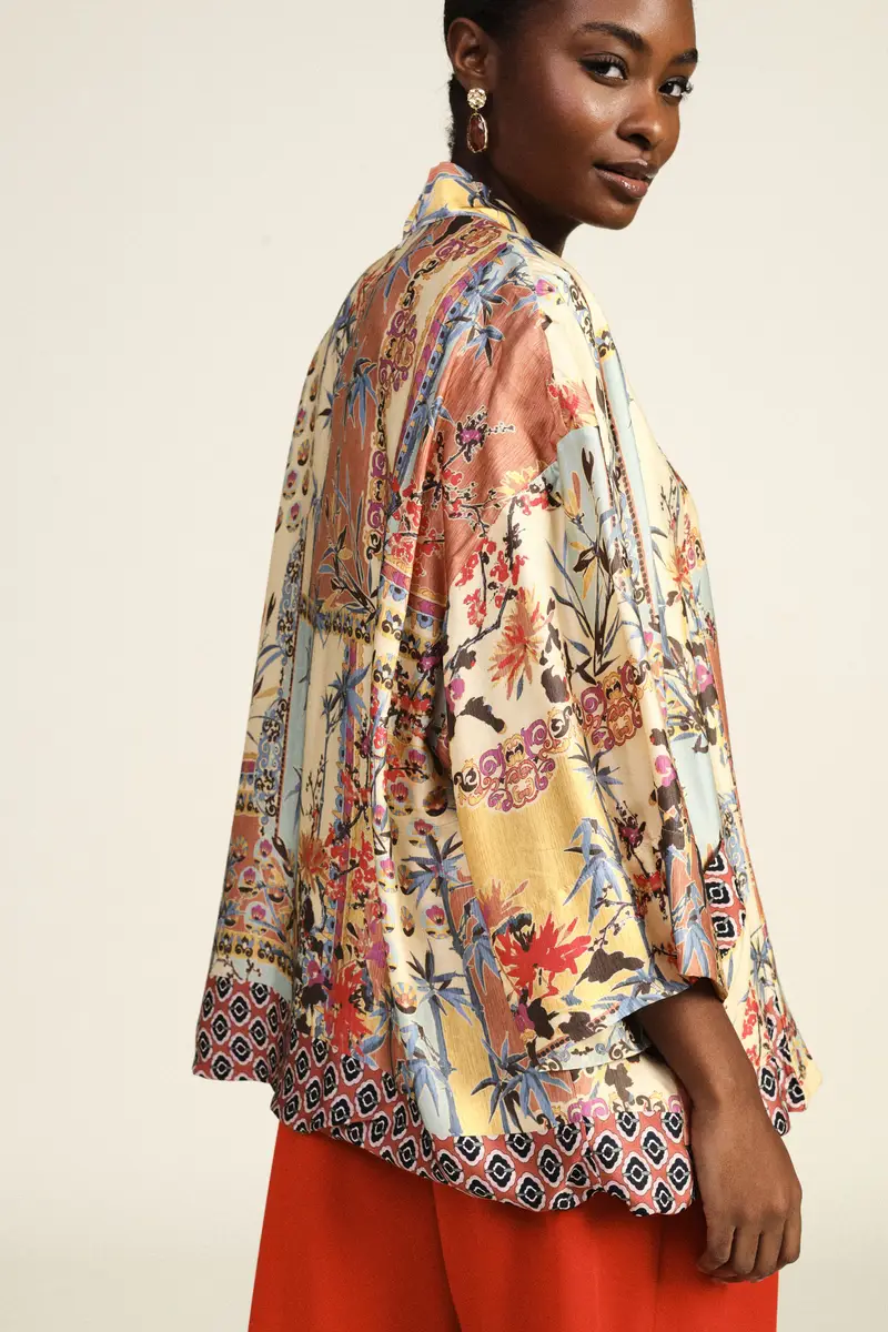 Cappotto leggero a fantasia floreale kimono miniatura 2