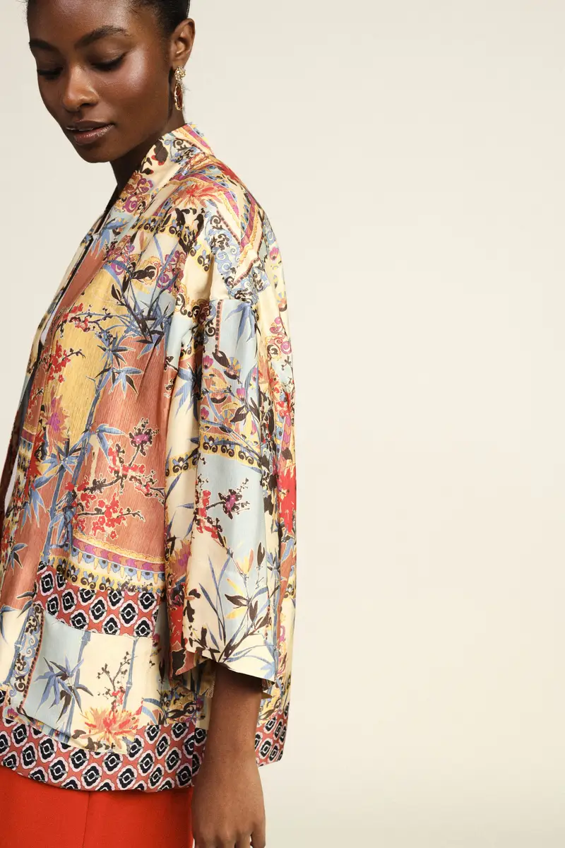Cappotto leggero a fantasia floreale kimono miniatura 4