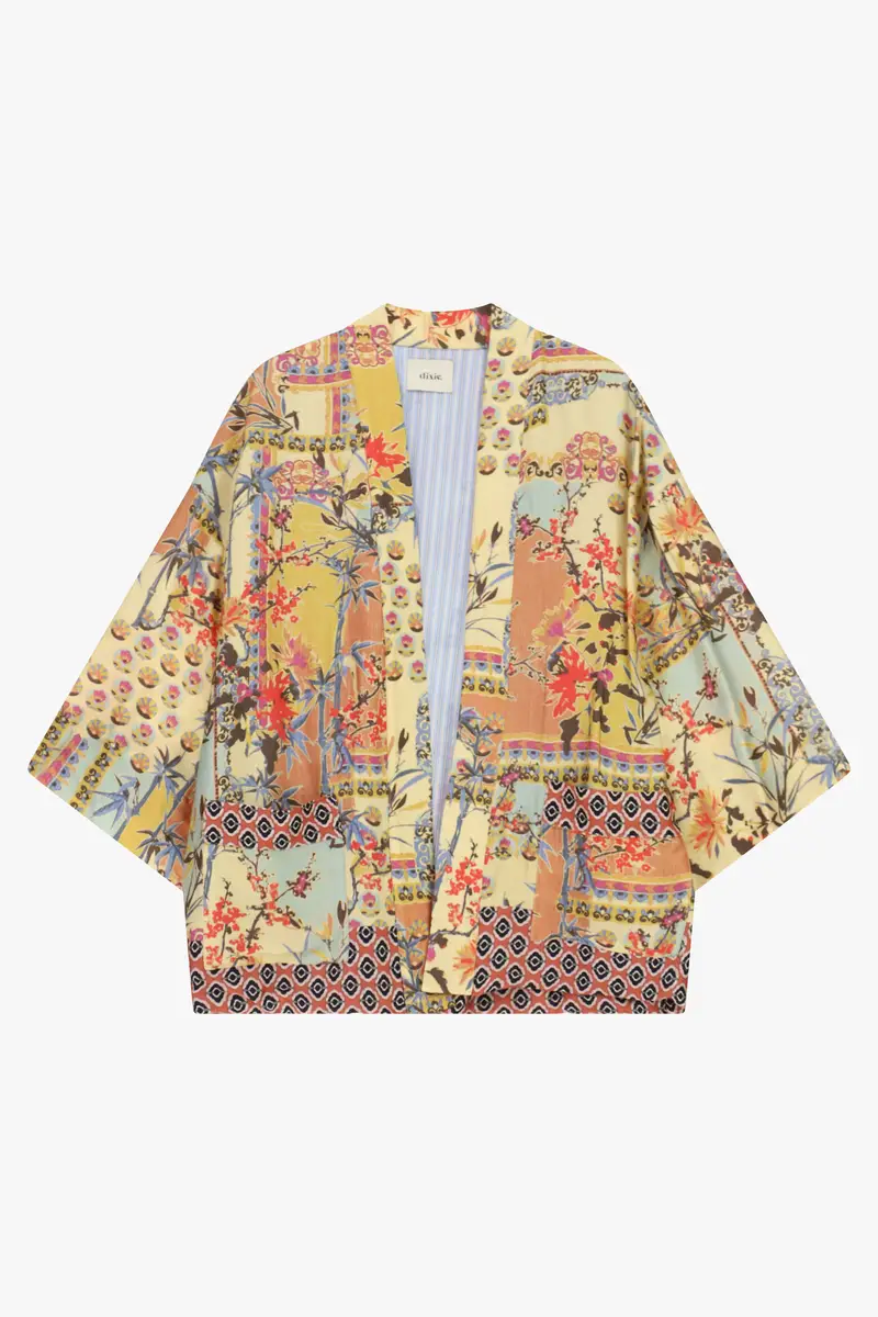 Cappotto leggero a fantasia floreale kimono