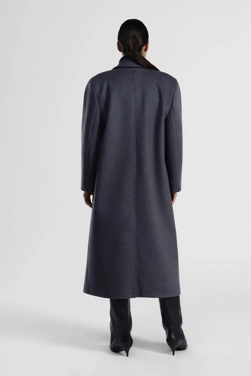 Cappotto lungo doppio petto con tasche laterali miniatura 3