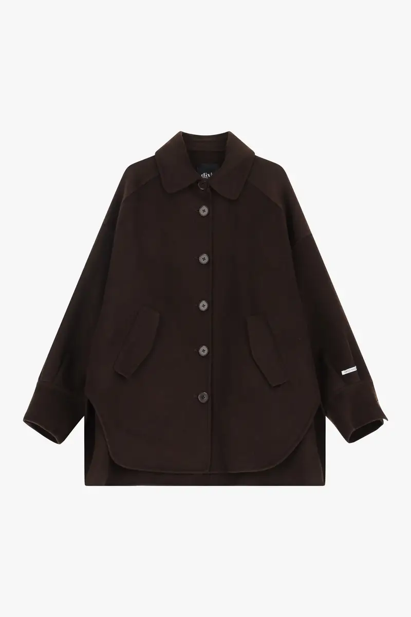 Cappotto oversize con tasche a filetto e bottoni