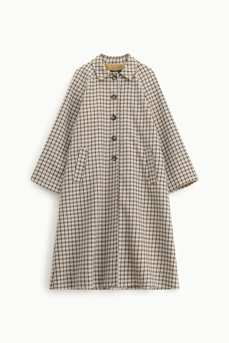 Cappotto stampa a quadri con tasche laterali