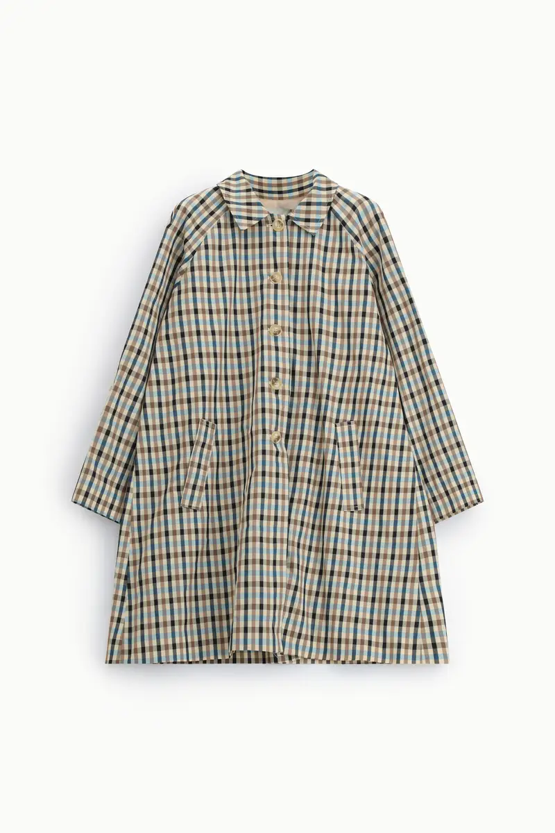 Cappotto stampa a quadri con tasche oblique