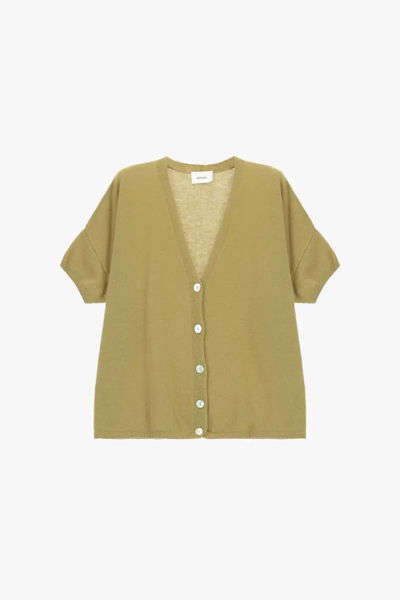 Cardigan con bottoni e maniche corte