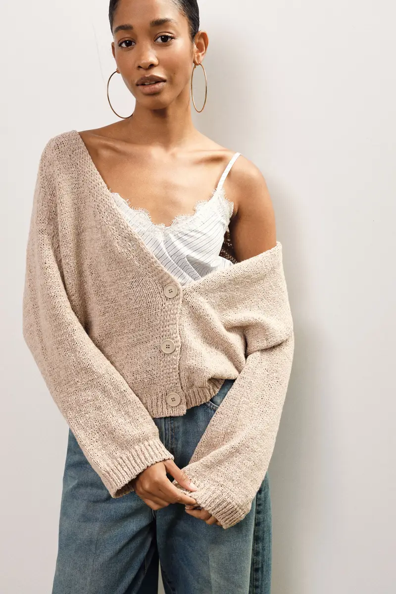 Cardigan con bottoni e scollo a v miniatura 3