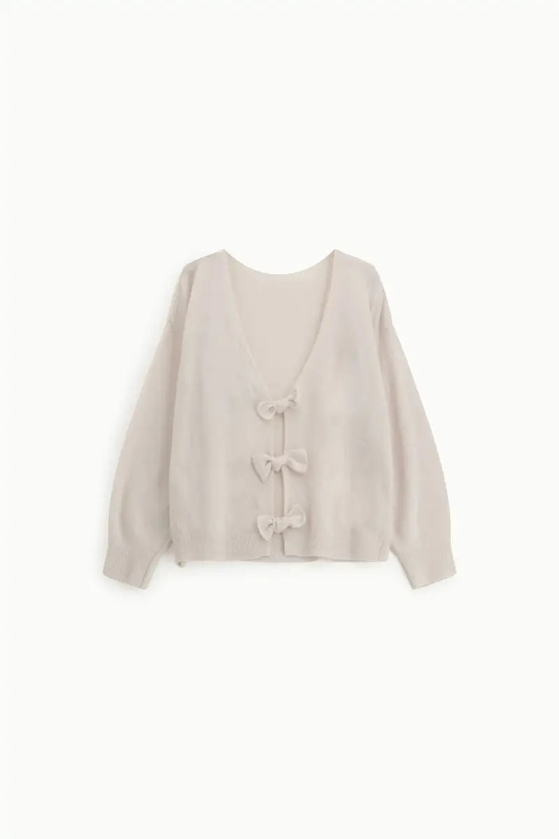 Cardigan con fiocchi frontali e maniche lunghe miniatura 2