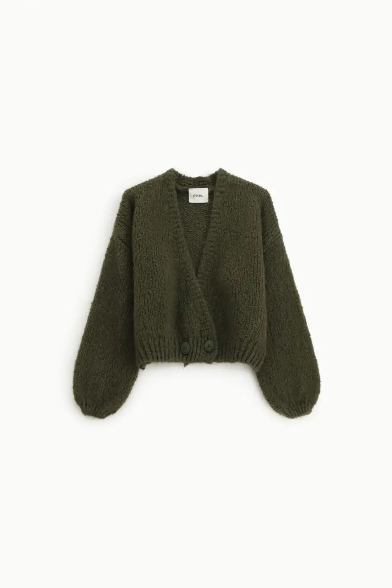Cardigan corto con maniche ampie e bottoni