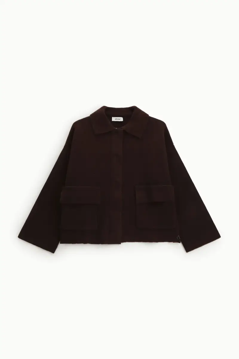 Cardigan corto con tasche applicate e bottoni