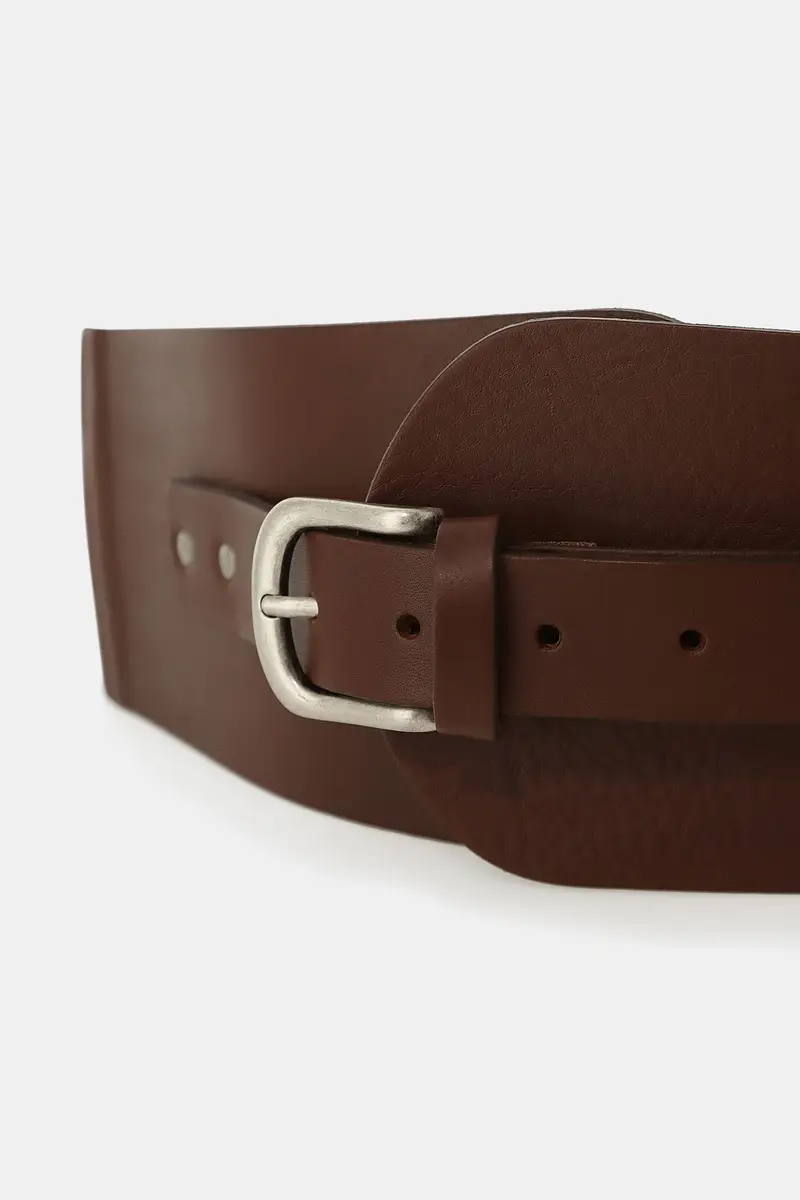 Cintura alta con fibbia ovale e dettagli metallici miniatura 2