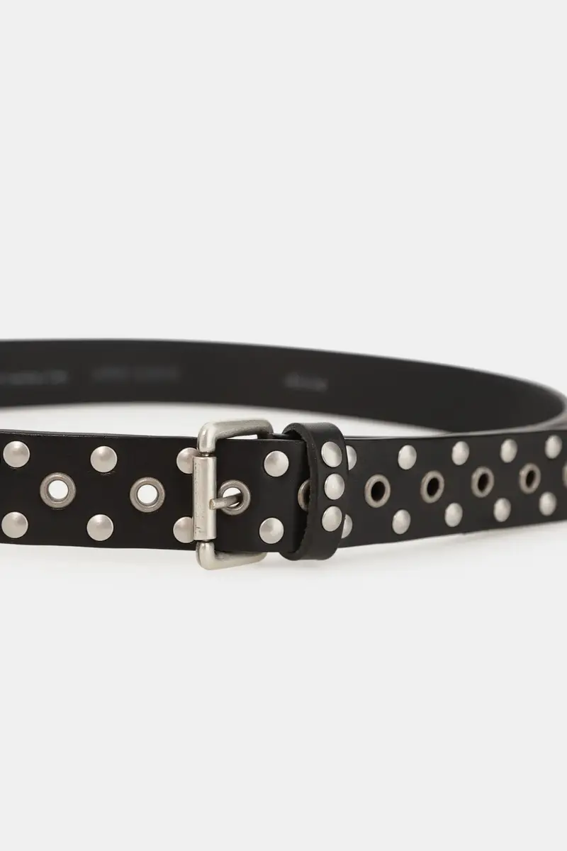 Cintura con borchie rotonde e fibbia squadrata miniatura 2