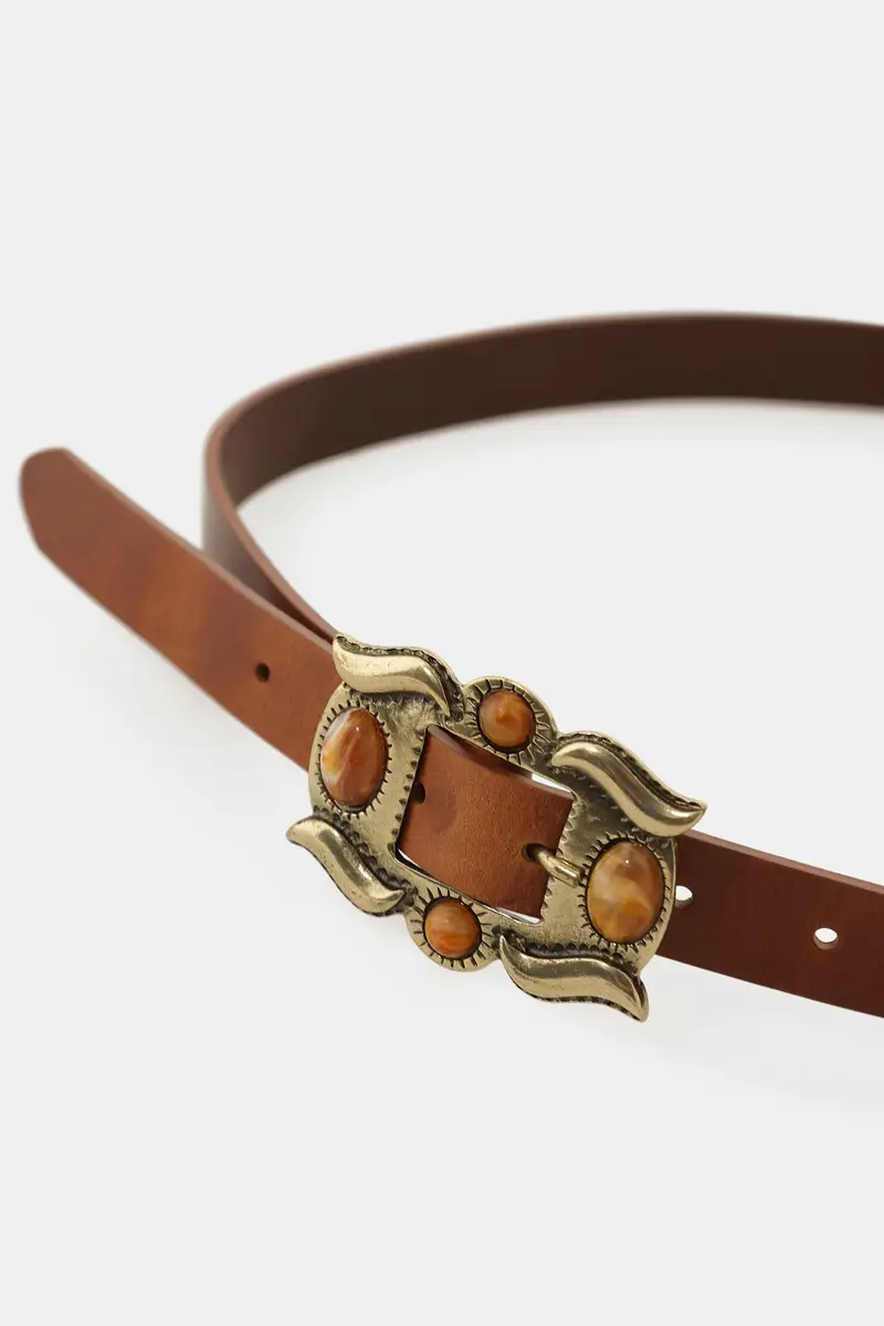 Cintura con fibbia decorativa e dettagli ovali miniatura 2