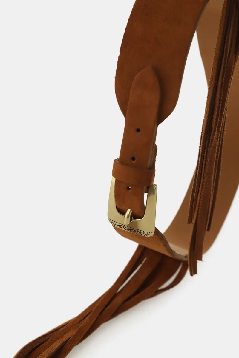 Cintura con fibbia incisa e frange laterali miniatura 2