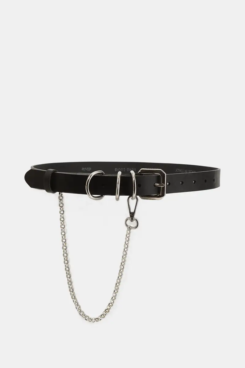 Cintura con fibbia metallica e catena removibile