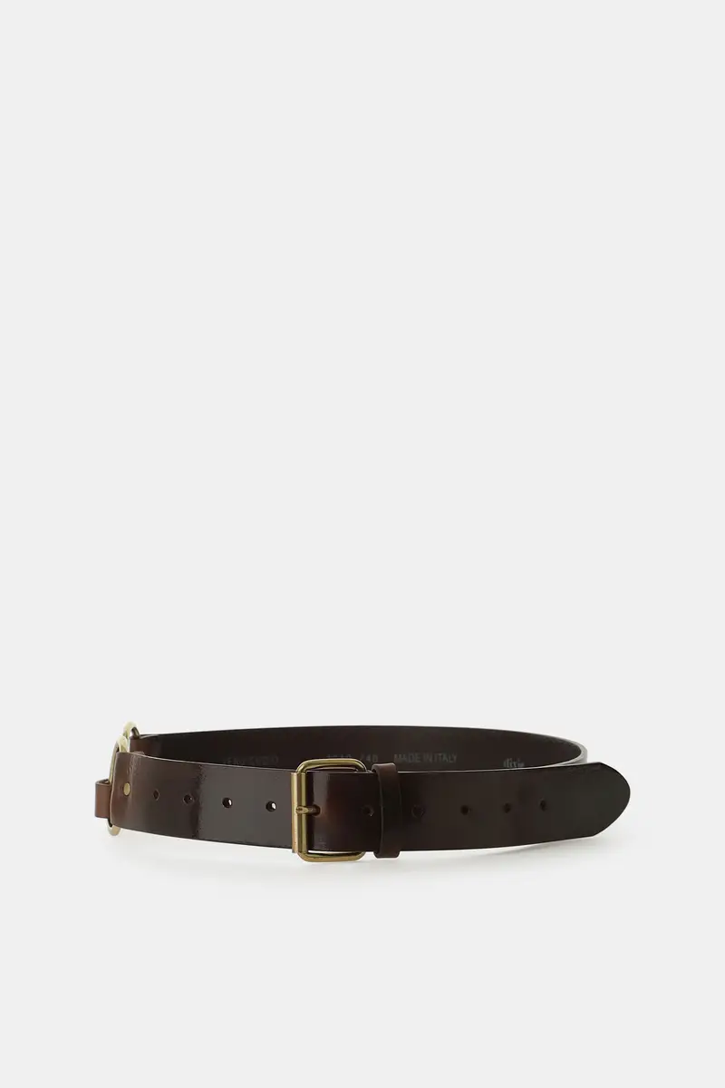 Cintura con fibbia squadrata e anelli metallici