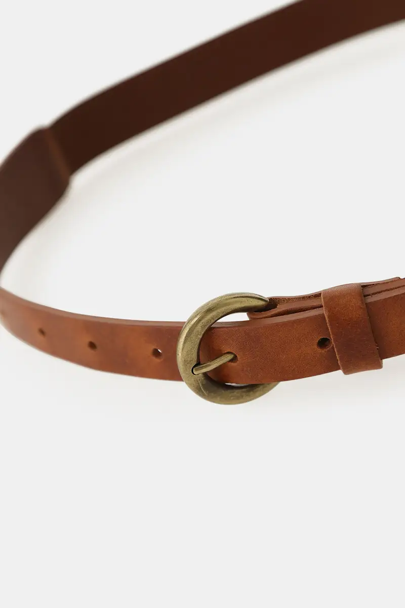 Cintura con fibbia tonda in metallo opaco miniatura 2