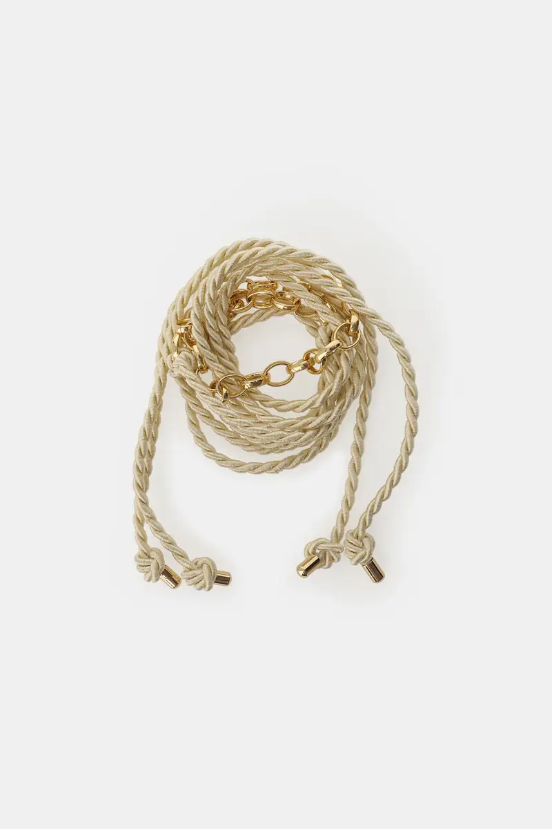 Cintura corda intrecciata con dettagli metallici